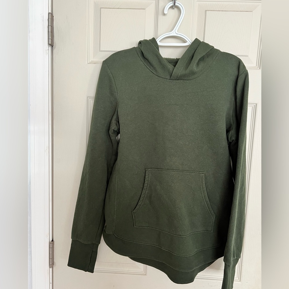 TEK GEAR Hunter Green Sweatshirt Ultrasoft Fleece with Scalloped Bottom, Size M